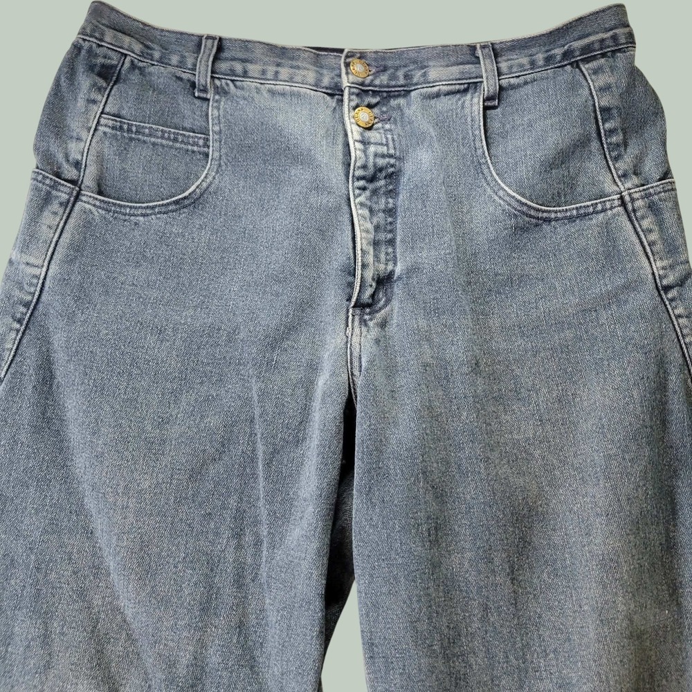 Vintage Guess Denim Jeans Men 36x33 Blue Triangle Patch USA Relaxed Fit 2 Button